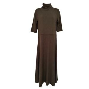 Vince Elbow Sleeve Turtleneck Dress Women's Medium Olive Green Excellent Condit